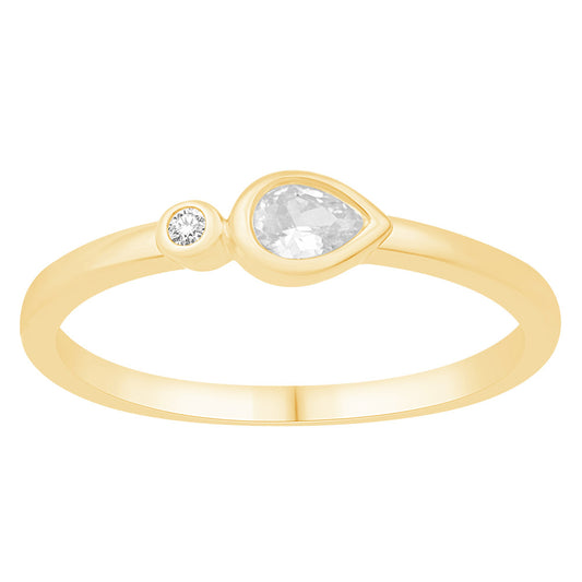 14k Yellow Gold Pear & Round Fashion Ring