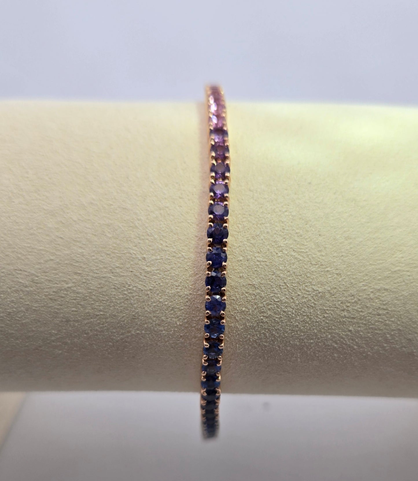 14k Three Tone Rainbow Sapphire Tennis Bracelet