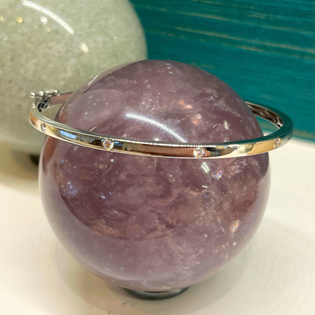 14k Flush Set Diamond Bangle