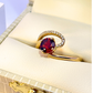 14k Garnet & Diamond Bypass Ring